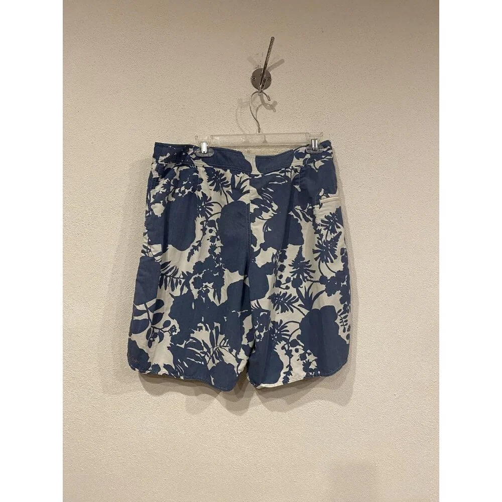 Patagonia Swim Trunks Board Shorts Mens 36 Blue Floral Hawaiian Print Nylon